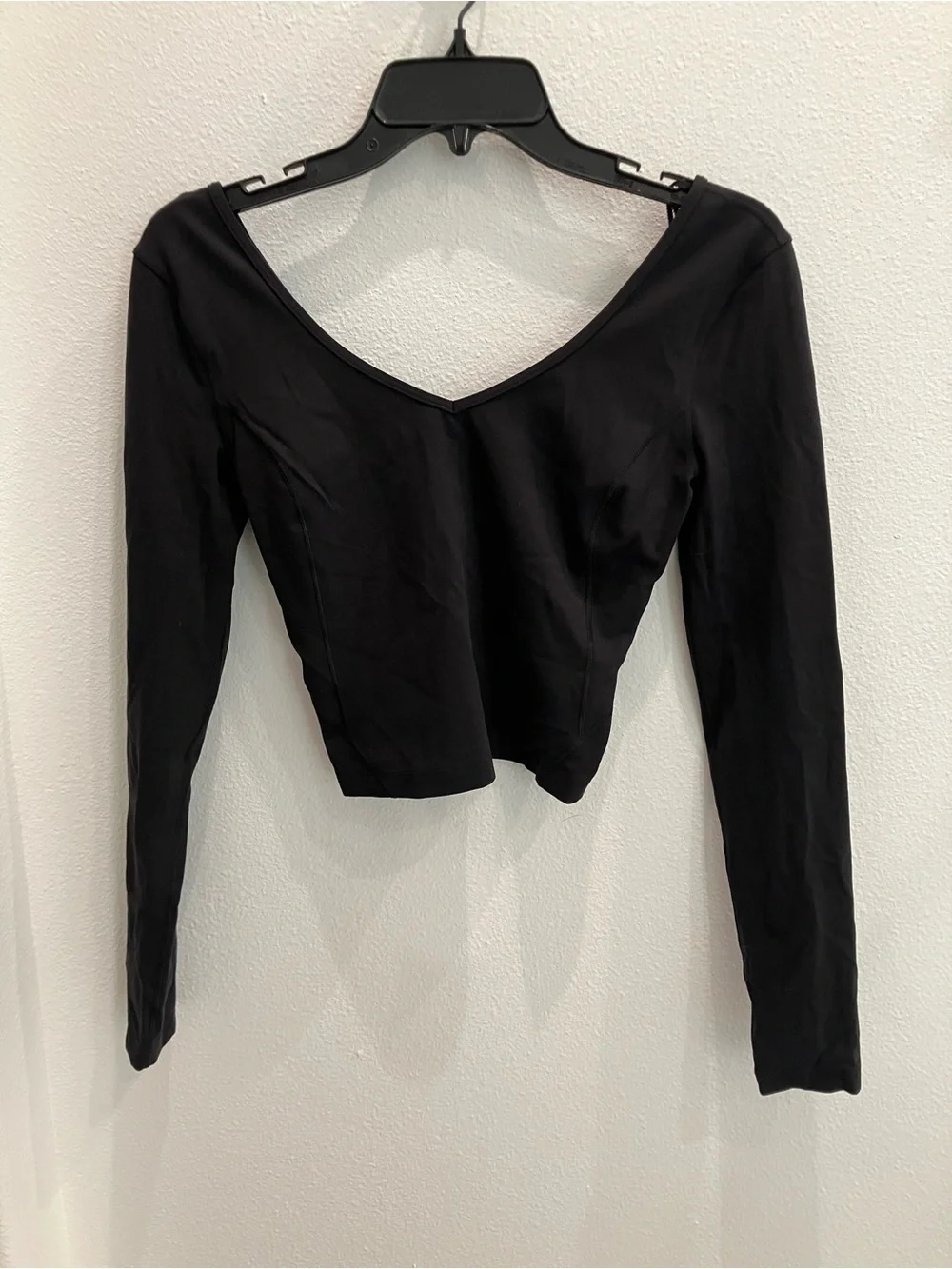 lululemon athletica Black Long Sleeve V-Neck Crop Top